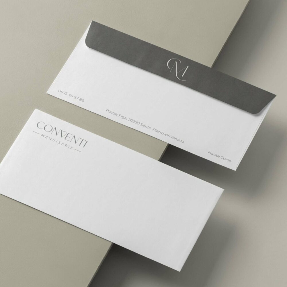 Identité Visuelle Conventi menuiserie Création d'Enveloppe